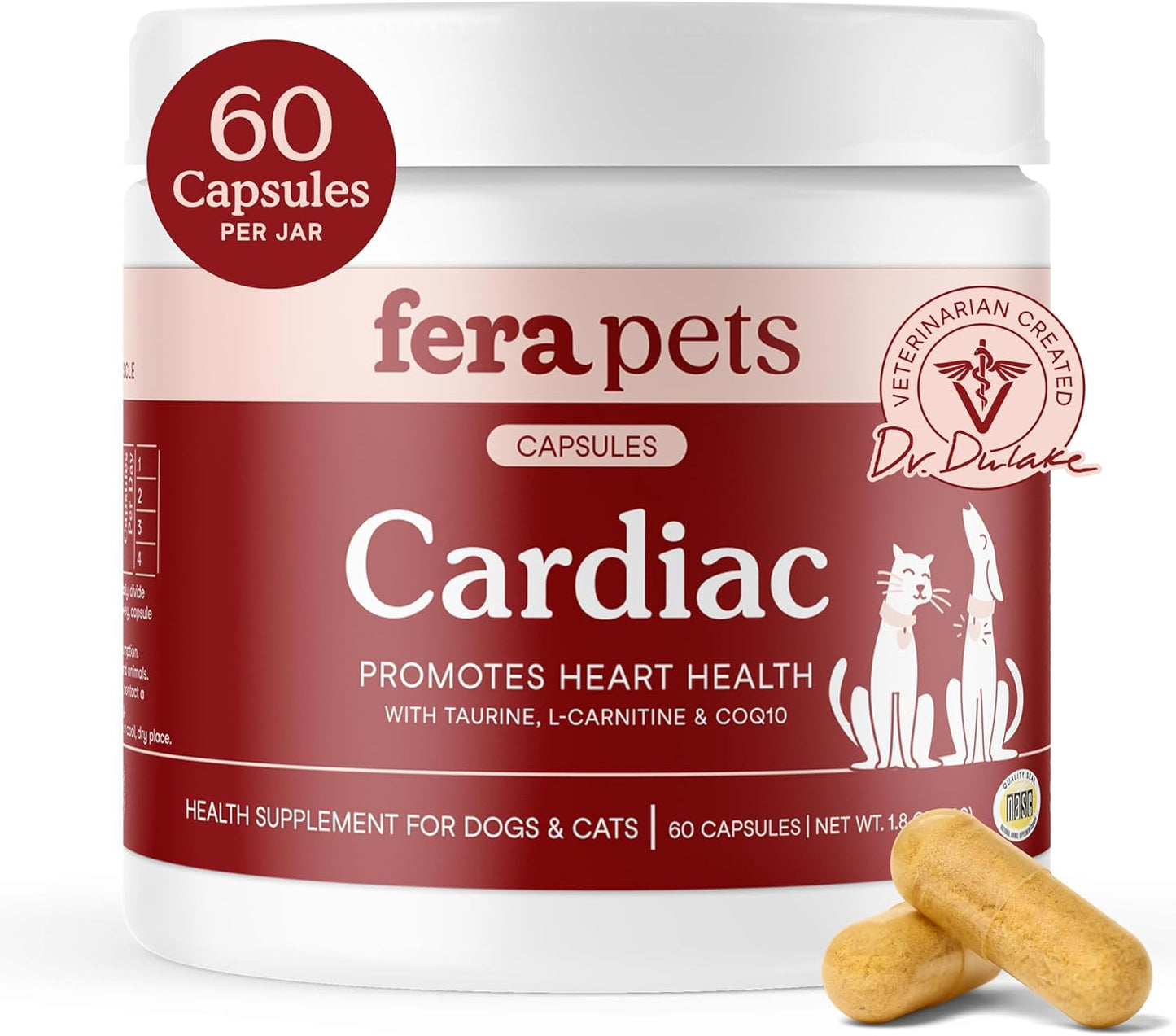 Fera Pets Cardiac Support - Cat & Dog Heart Supplement with Taurine, L-Carnitine, & CoQ10 - Promotes Normal Circulation and Heartbeat - 120 Capsules - Image 10
