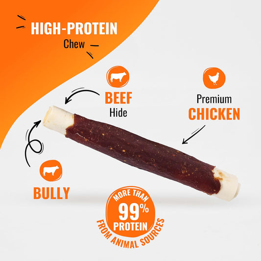 Long lasting high protein dog chews for large adult dogs showing texture.