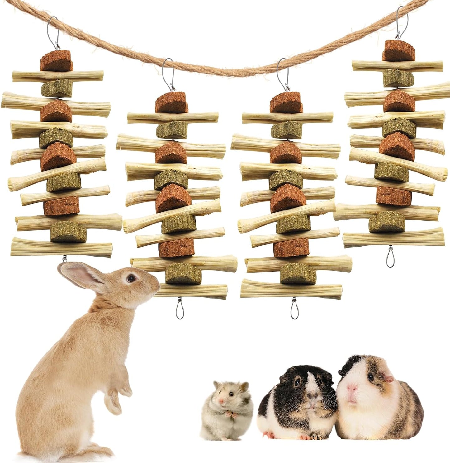 kathson Rabbit Chew Toys,Bunny Grind Teeth 100% Natural Organic Apple Wood Stick Improve Rodent Health Rabbits Hamsters Squirrel Guinea Pig(4 Pieces) - Image 10