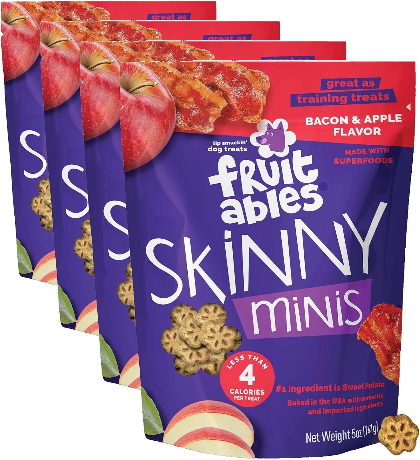 Fruitables Skinny Mini Dog Treats, Healthy Sweet Potato Treat for Dogs, Low Calorie & Delicious, Puppy Training, No Wheat, Corn or Soy, Made in the USA, Bacon and Apple Flavor, 12oz - Image 15