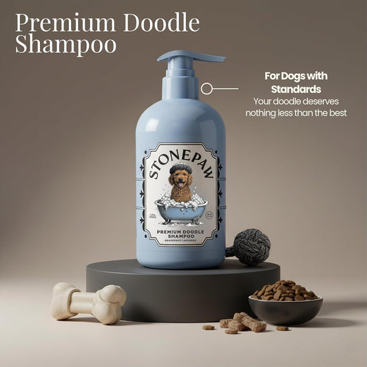 Detangling dog shampoo for curly coated doodle breeds