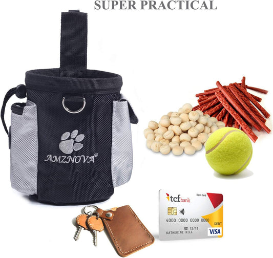 AMZNOVA puppy training pouch with adjustable waistband attached around waist