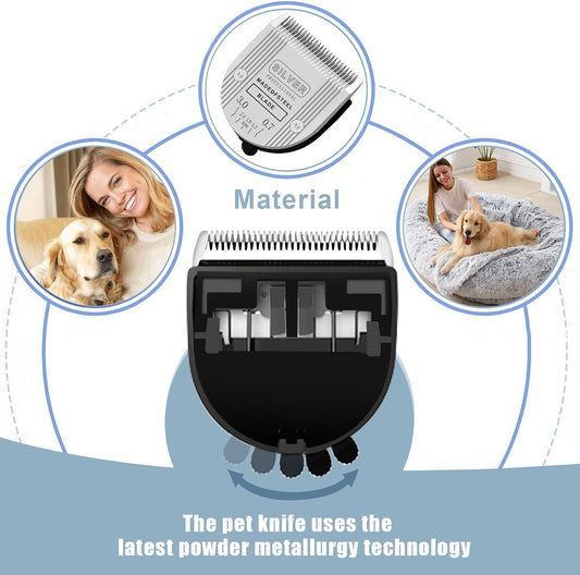 Three pack silver adjustable professional pet trimmer blades