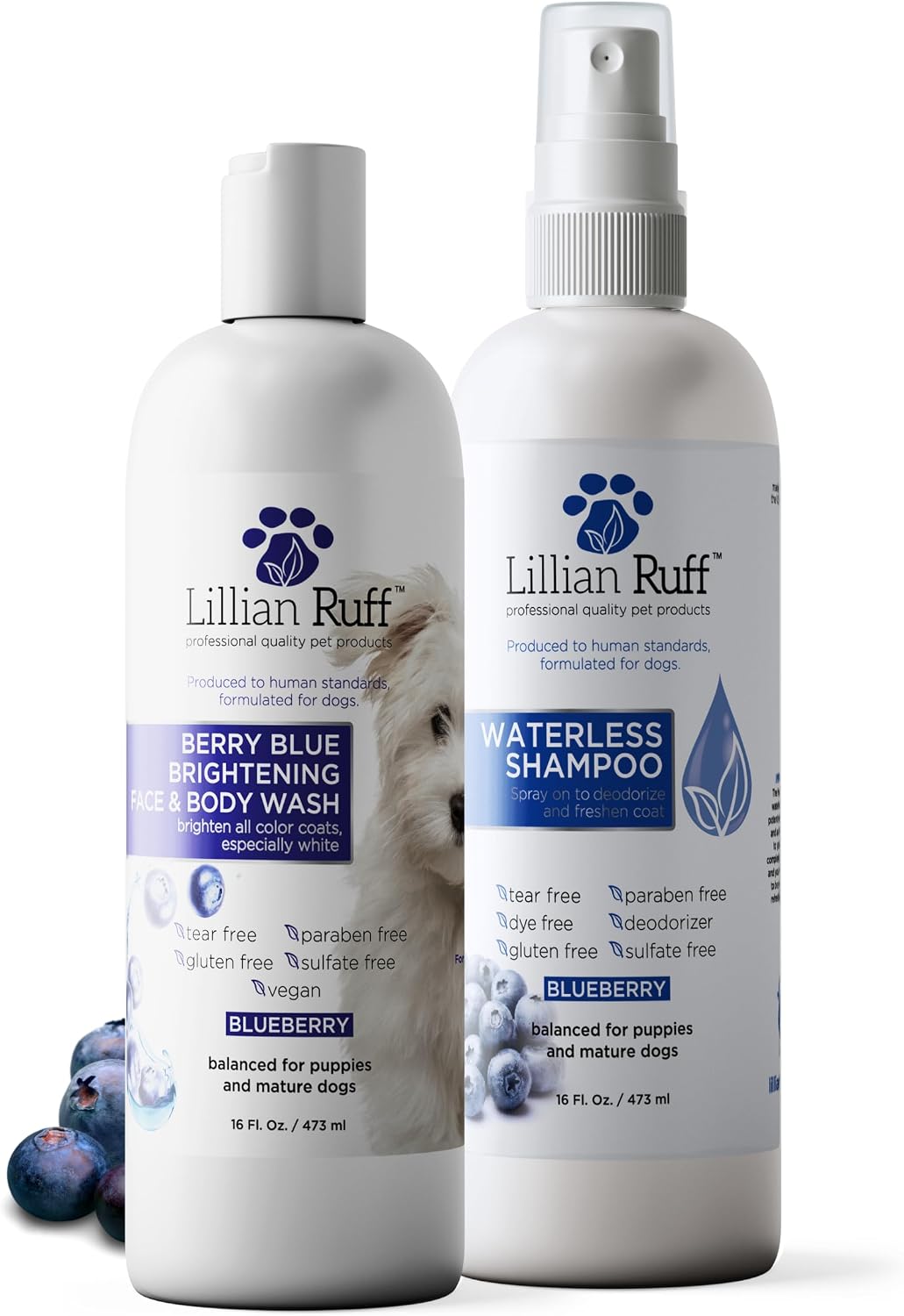 Lillian Ruff PRO Formula Berry Blue Brightening Pet Shampoo - Ultra-Hydrating Professional Whitening Dog Shampoo, Vivid Show-Quality Coat Enhancer, Tear Stain & Odor Eliminator With ProVitamin B5 16oz - Image 10