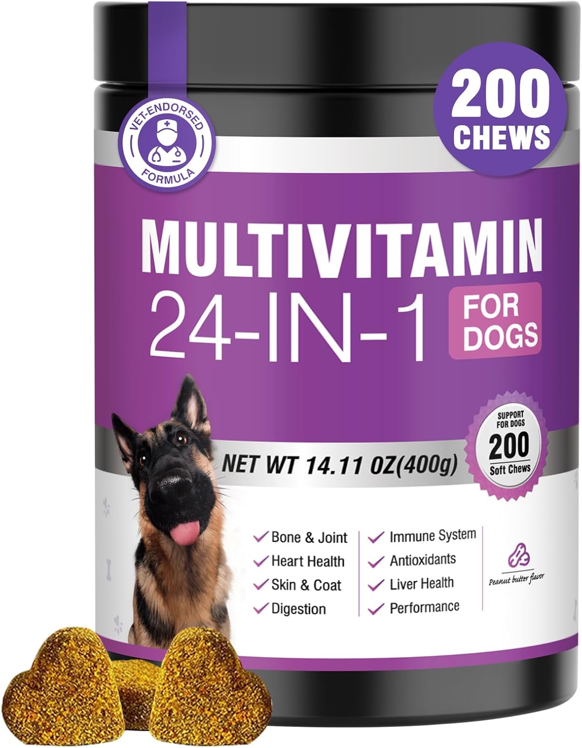24-in-1 Dog Vitamins and Supplements 200 Ct Dogs Multivitamin Chewable Contain Chondroitin Probiotics Omega-3 Glucosamine for Dogs Skin Coat Heart Joint Gut Liver Brain Eyes Immune Support - Chicken - Image 10