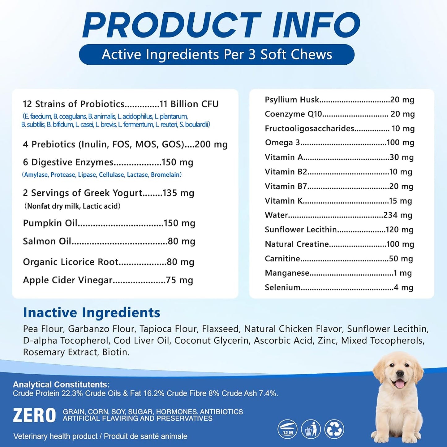 GuruAmi premium imported dog probiotics soft chews for all breeds