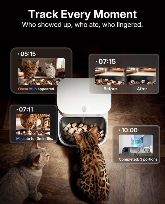 PETKIT automatic feeder ten eighty p high definition AI camera lens and infrared night vision sensor array