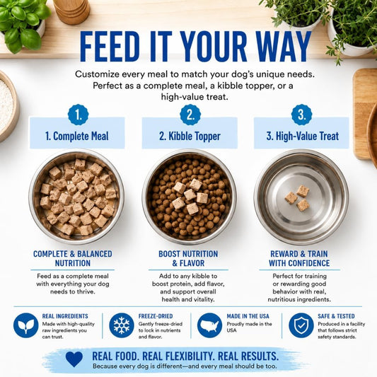 Shepherd Boy Farms freeze dried bison dog food with raw goat milk ingredients