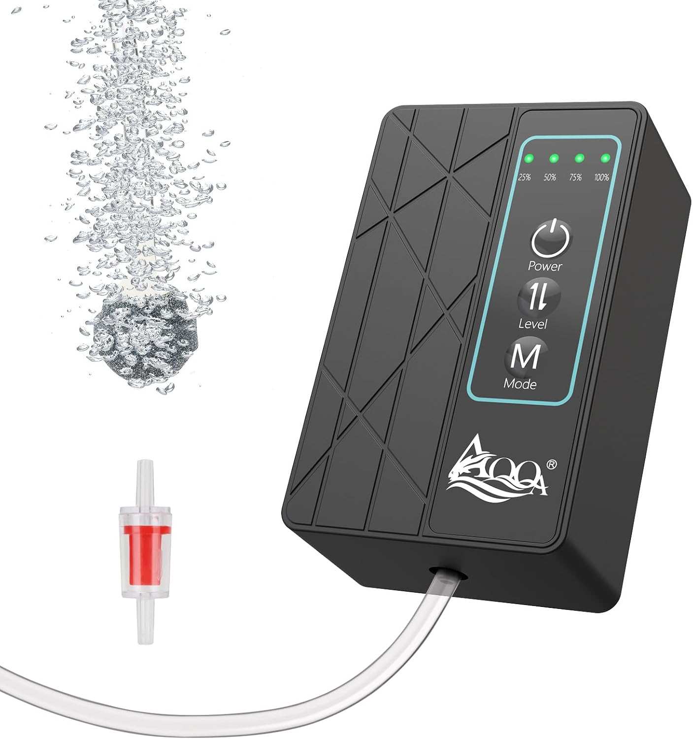 AQQA Aquarium Air Pump 80GPH, USB Rechargeable Battery Powered Fish Tank Air Pump, Adjustable Air Flow Silent Aerator Oxygen Pump for Outdoor Fishing Indoor Power Outages Up to 120 Gallons Tank 4W - Image 9