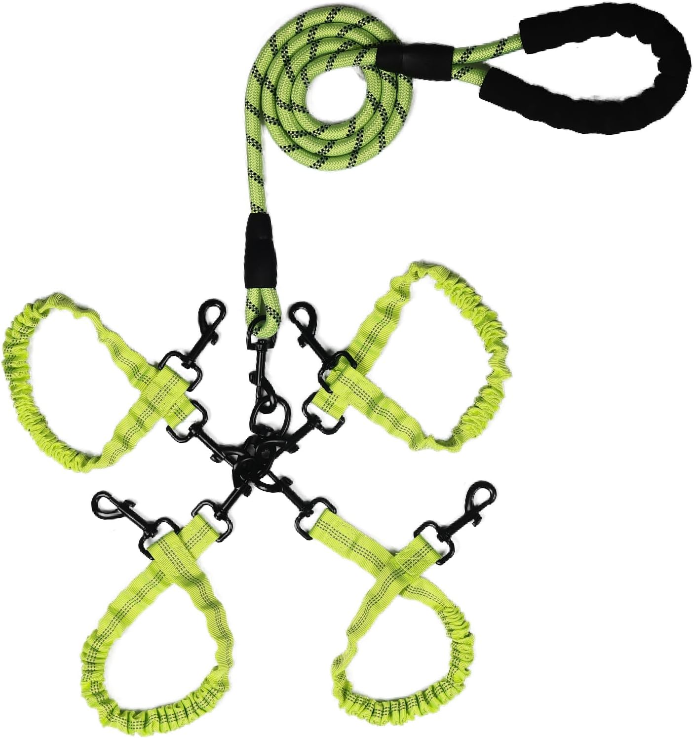 Dog Double Leashes,Rope Bungee Four Leash with Padded Handle Removable for 4 Dogs,Tangle-Free, Padded Handles, 360 degrees Swivel Control (Orange, 4 Way) - Image 15