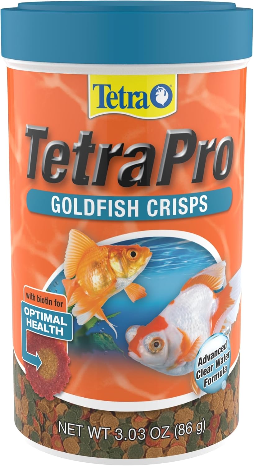 TetraPRO Goldfish Crisps floating in aquarium water