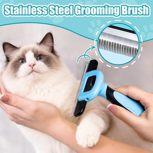 Bestac large blue pet deshedding tool side profile