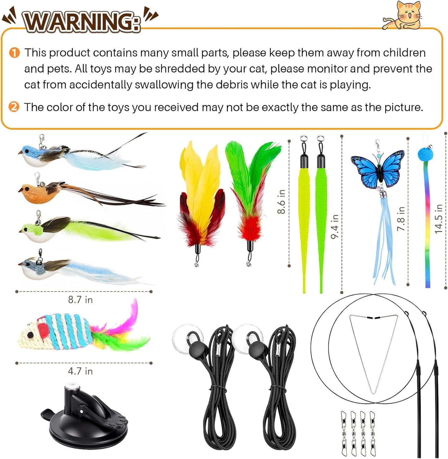 Authentic Rixzrt cat entertainment set packaging showcasing the diverse replacement feathers.