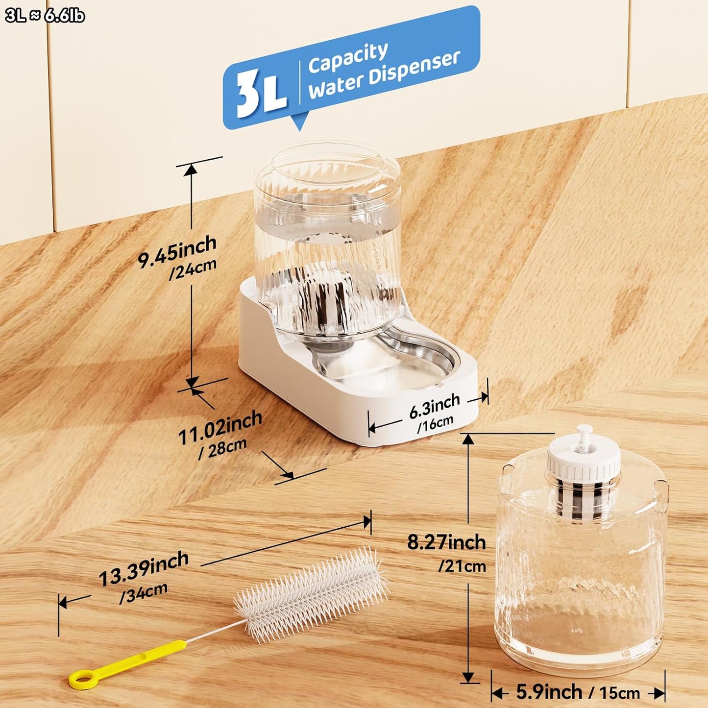 JUNSPOW Automatic Cat Water Dispenser with Stainless Steel Bowl, Dog Water Bowl Dispenser Adjustable Water Dispensing, Auto Pet Waterer for Cats and Dogs - Image 9