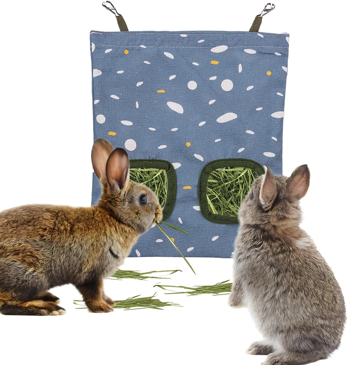Rabbit Hay Feeder, Guinea Pig Hay Holder & Bunny Hay Feeder - Durable Hanging Hay Bag for Rabbits Chinchillas Guinea Pigs Bunnies - Chew-Resistant Hay Holder for Small Animals (Grass Green) - Image 13