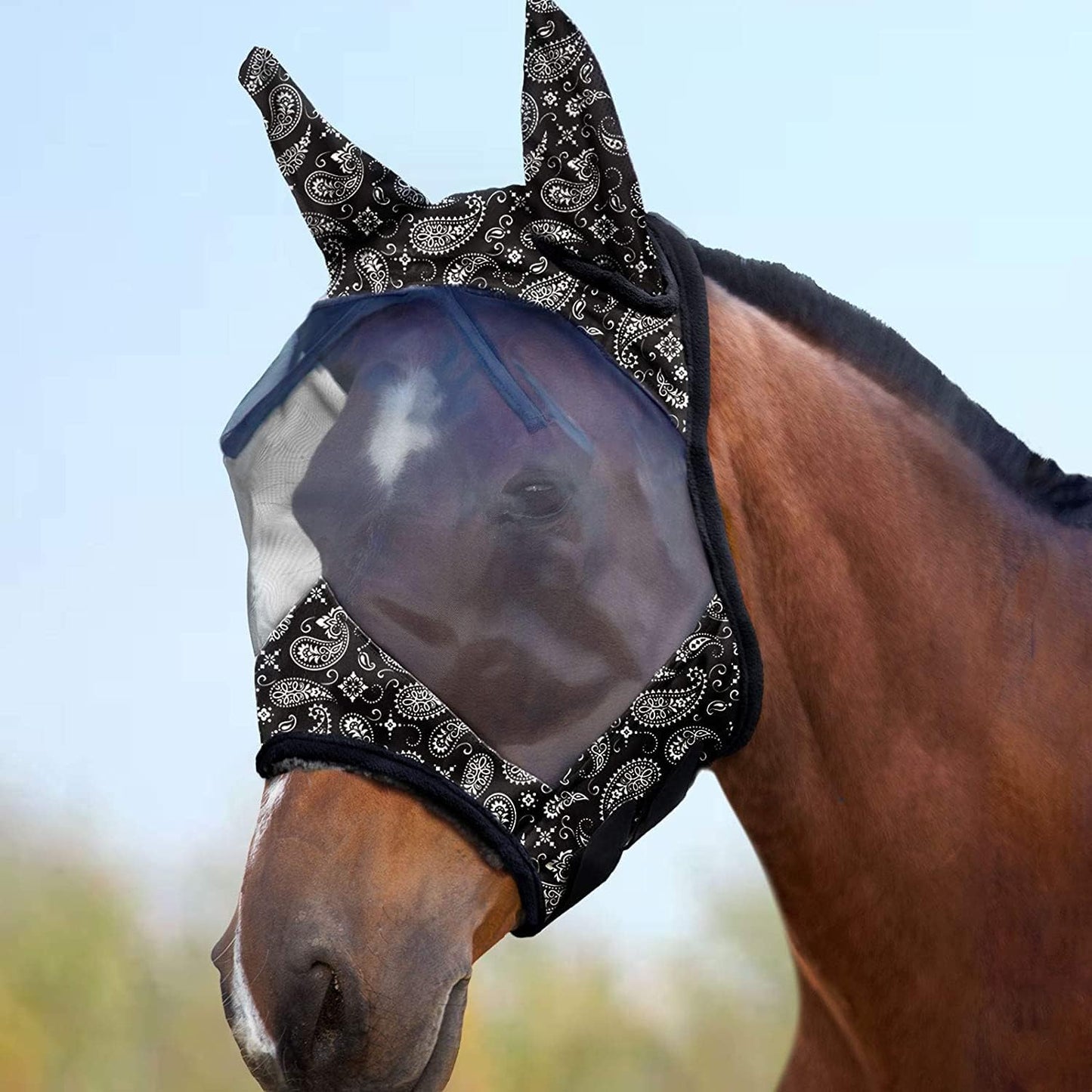 Harrison Howard LumiVista Horse Fly Mask Standard with Ears UV Protection for Horse Dream Star L Full Size - Image 15