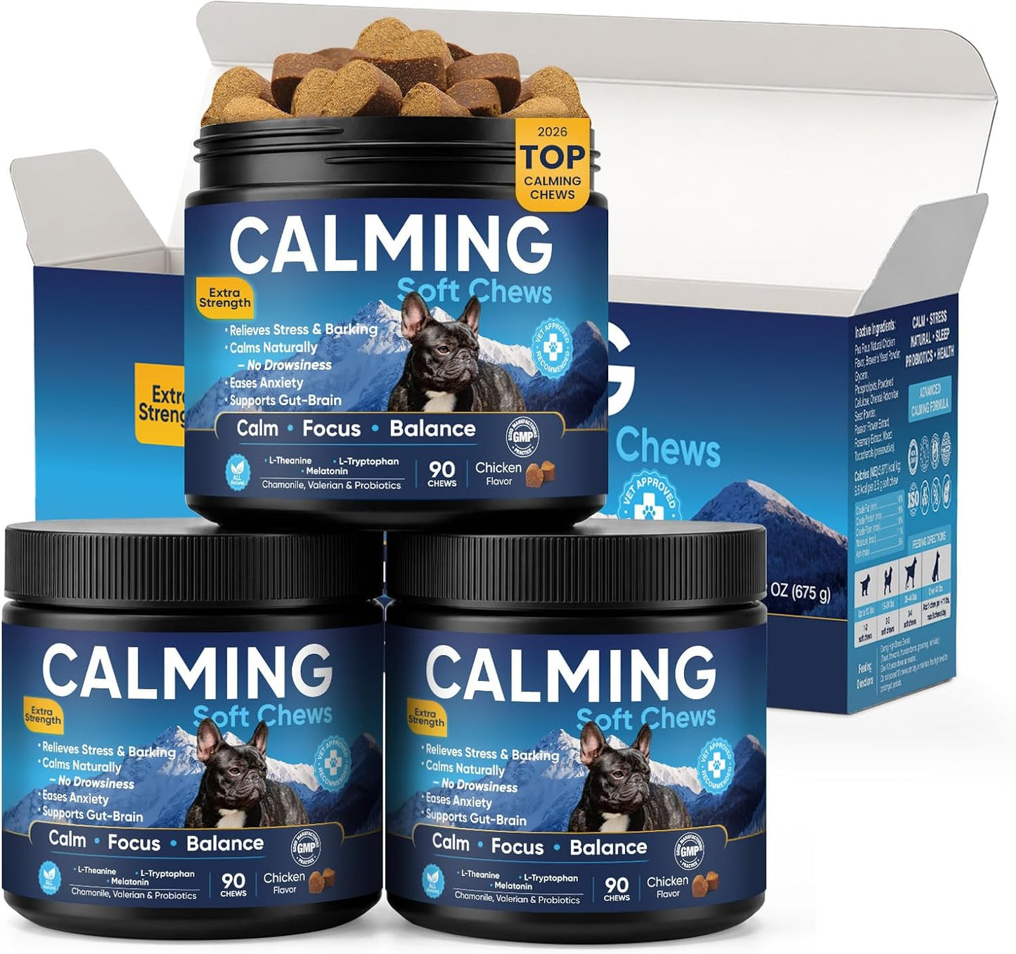 Calming Chews for Dogs 90pc Dog Calming Chews - Anxiety Relief Relaxing Calm Dog Melatonin Treats,Bites for Puppy,Small-Large Dogs Anxiety,Daily Stress & Separation,Fireworks, Thunder, Barking Support - Image 10