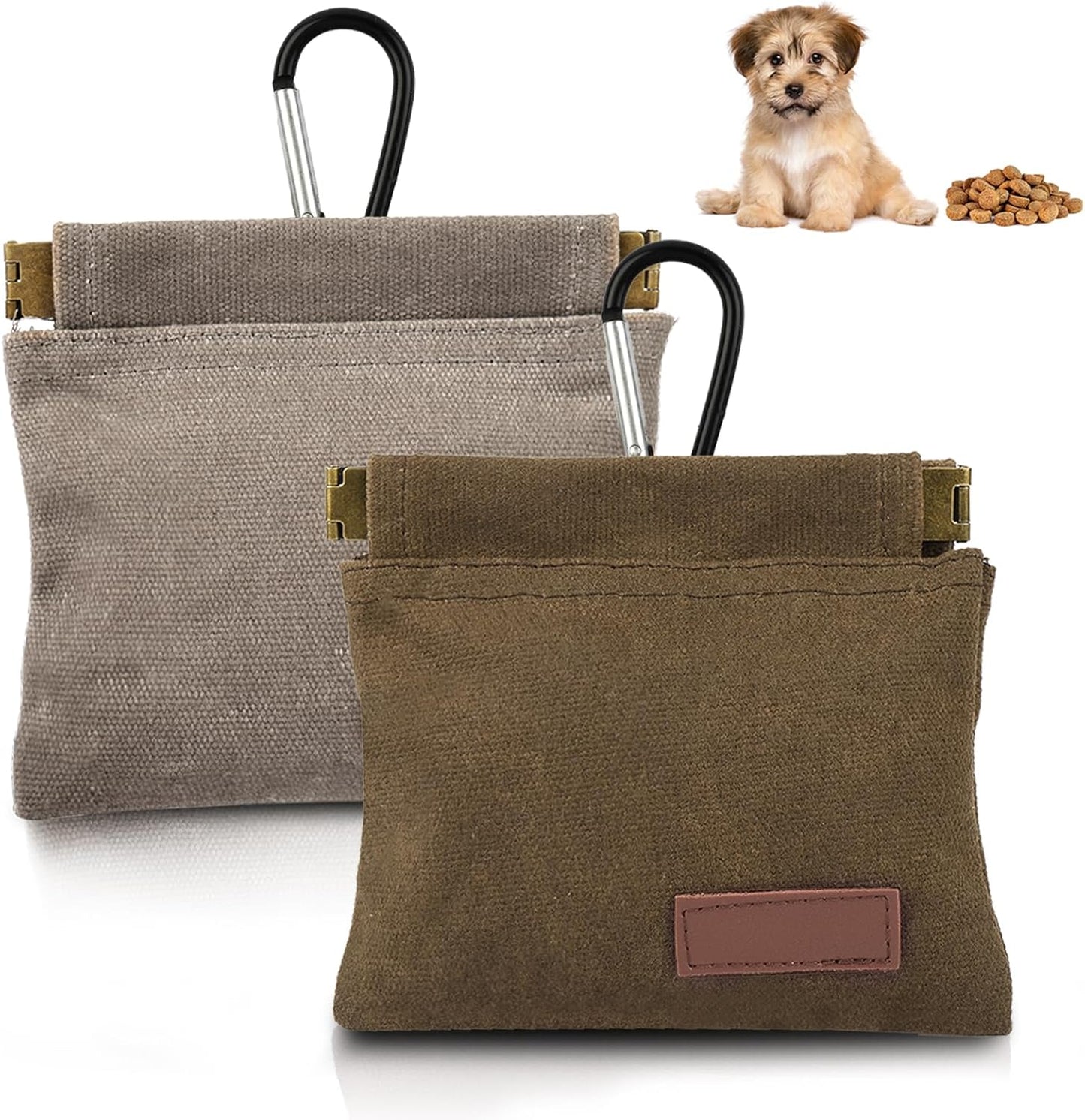 2Pcs Dog Treat Pouches for Pet Training, Hand Free Puppy Dogs Treat Bag with Carabiner, Portable Auto Closing Pet Dog Walking Bag for Travel or Outdoor Use, Pets Feed Snack Reward Pocket- Black, Green - Image 14