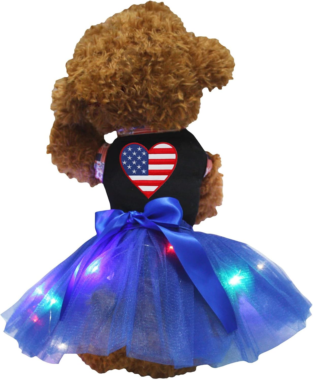Petitebella Independence Day Dog Dress - 4th of July Patriotic American Flag Heart Puppy Outfits, Blue Stars Tutu Skirt - Image 14