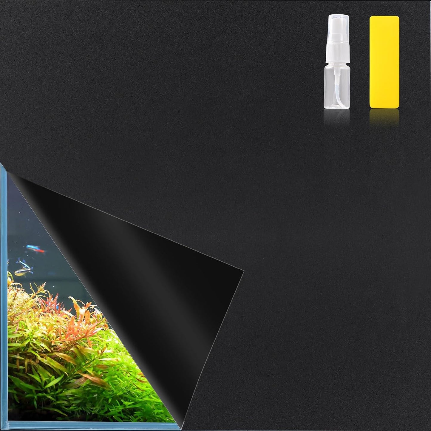 Aquarium Background Paper Decor Fish Tank Backdrop Wallpaper Electrostatic Adhesive, No Glue, Easy to Install, Reusable (11.8"Hx39.4"L, Black) - Image 9