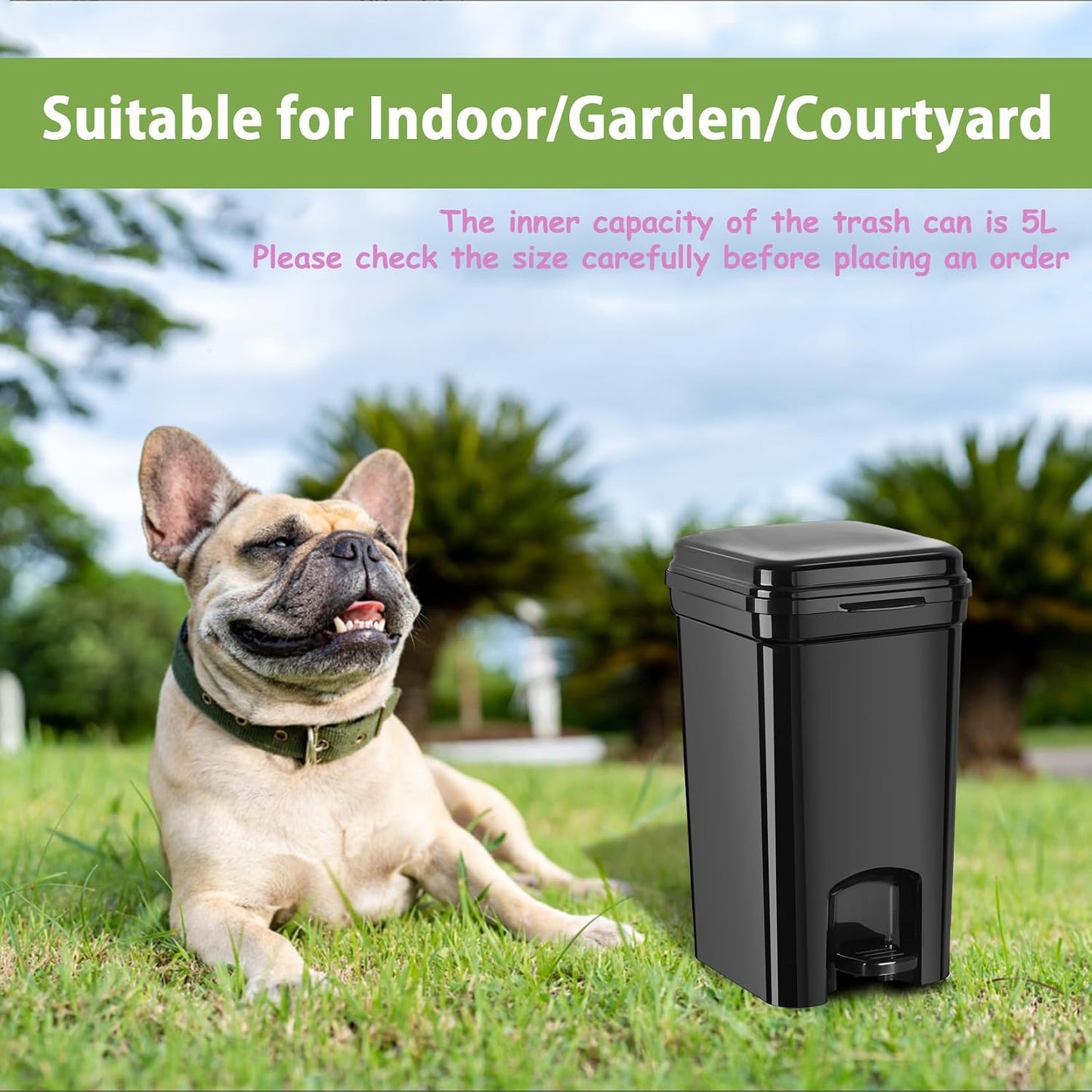 Top view of Umtiti pet trash can with lid closed