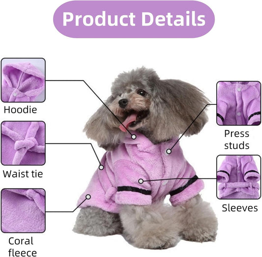 Petyoung dog bathrobe featuring adjustable belt and hood