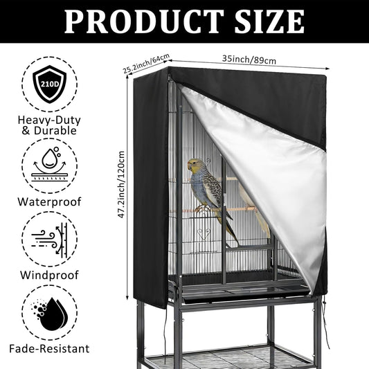 CebraBounze birdcage blackout cover zipper panel open showing interior structure