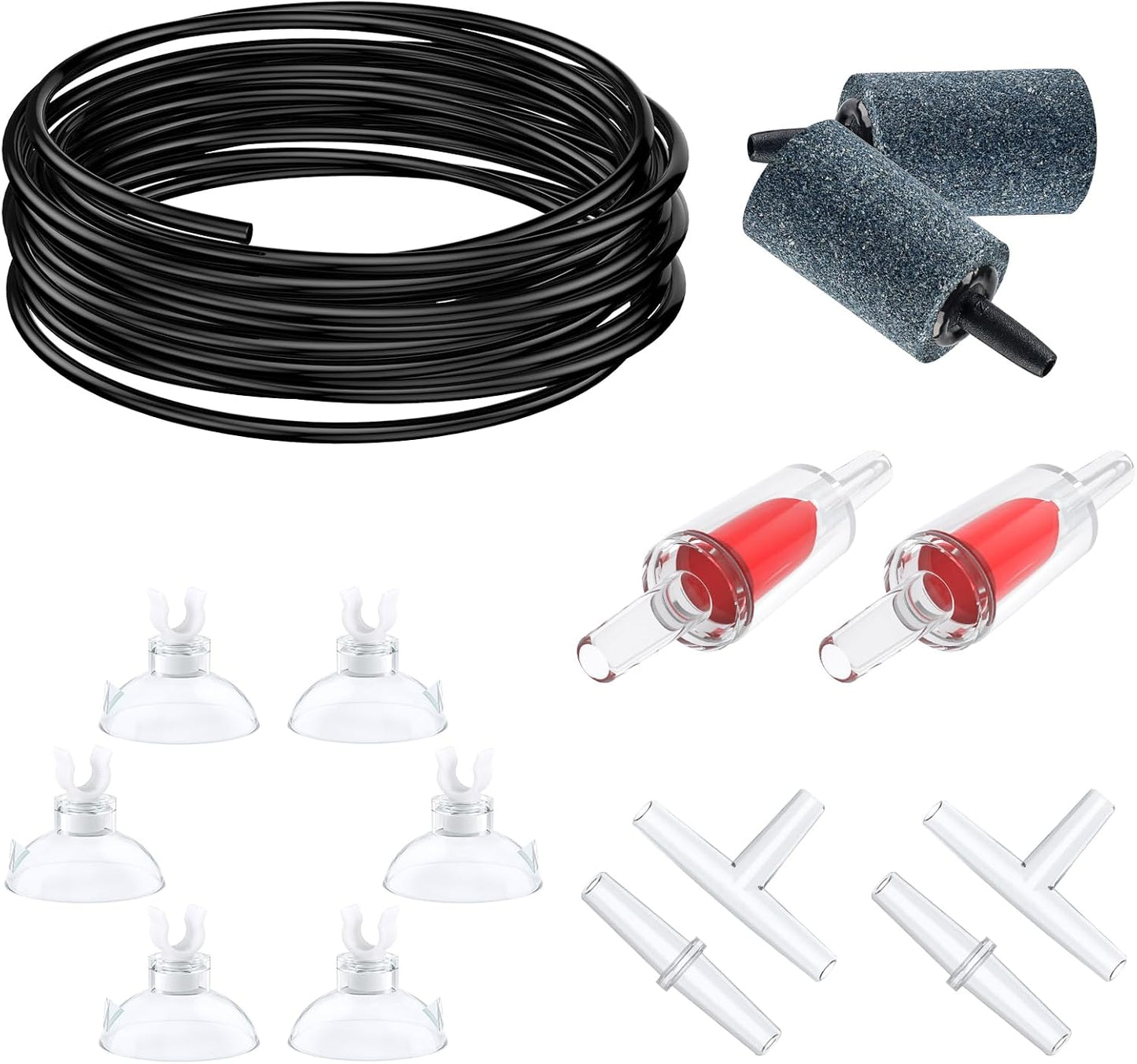 Pawfly 13 Feet Airline Tubing Standard Aquarium Air Pump Accessories with Air Stones, Check Valves, Suction Cups and Connectors - Image 11