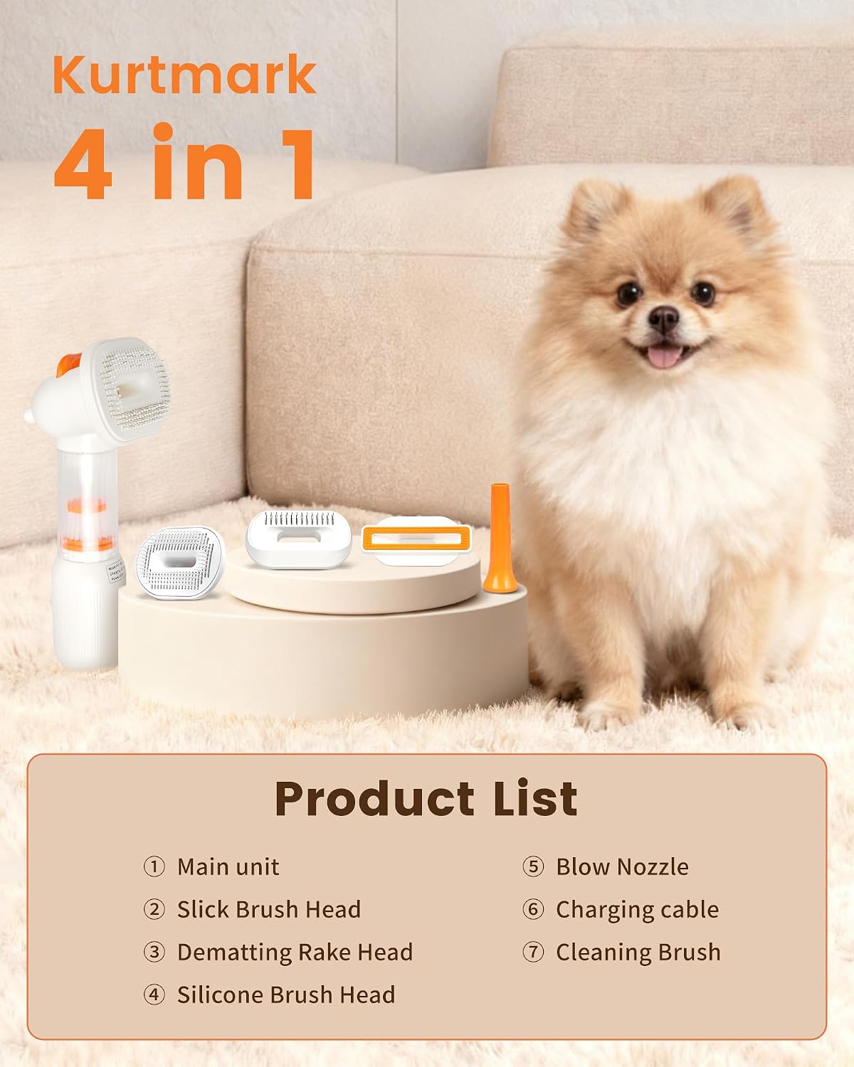 Upgraded kurtmark Vacuum Dog Brush for Shedding, 4-in-1 Self-Cleaning Slicker & Undercoat Rake, Deshedding Grooming Tool, Anti-Static, Massage & Combing All In One! - Image 9