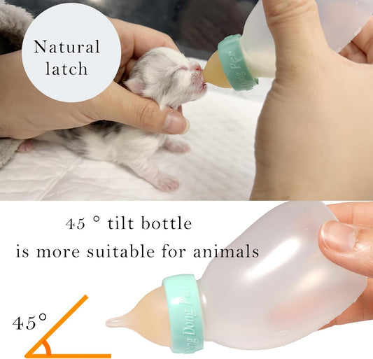 Doggiema pet nursing kit displaying three sizes of food-grade silicone nipples.