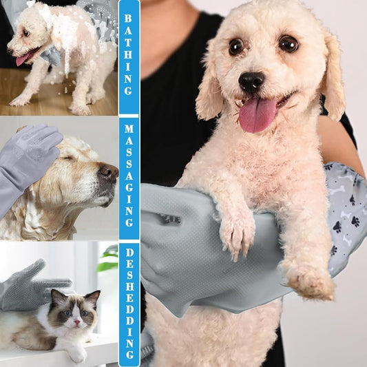 Galyna pet grooming gloves showing silicone bristles