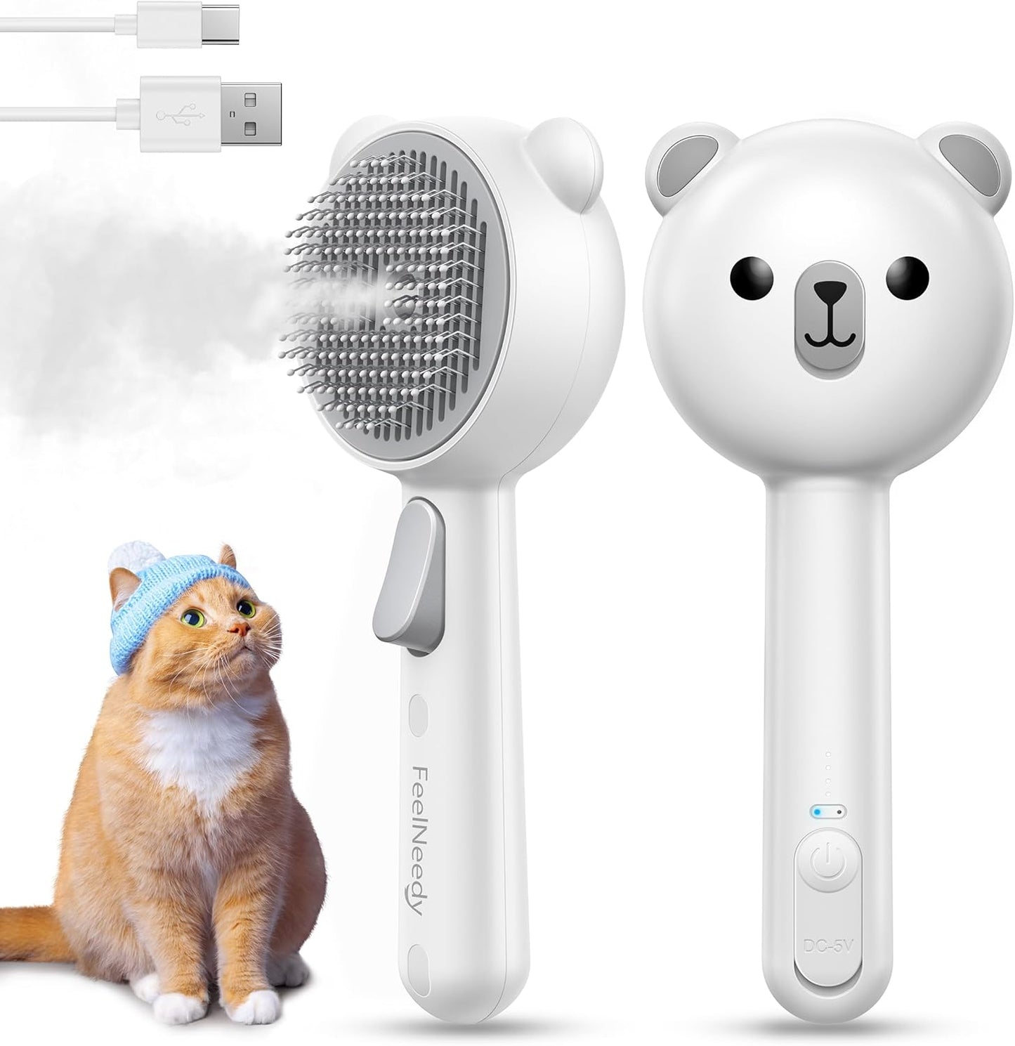 Pet Steam Brush for Dogs & Cats, Brushes for Indoor Cats with Release Button, Dual Speed Spray USB Rechargeable Grooming Supplies, Dog Brush for Shedding Suitable for All Long- and Short-haired Pets - Image 10