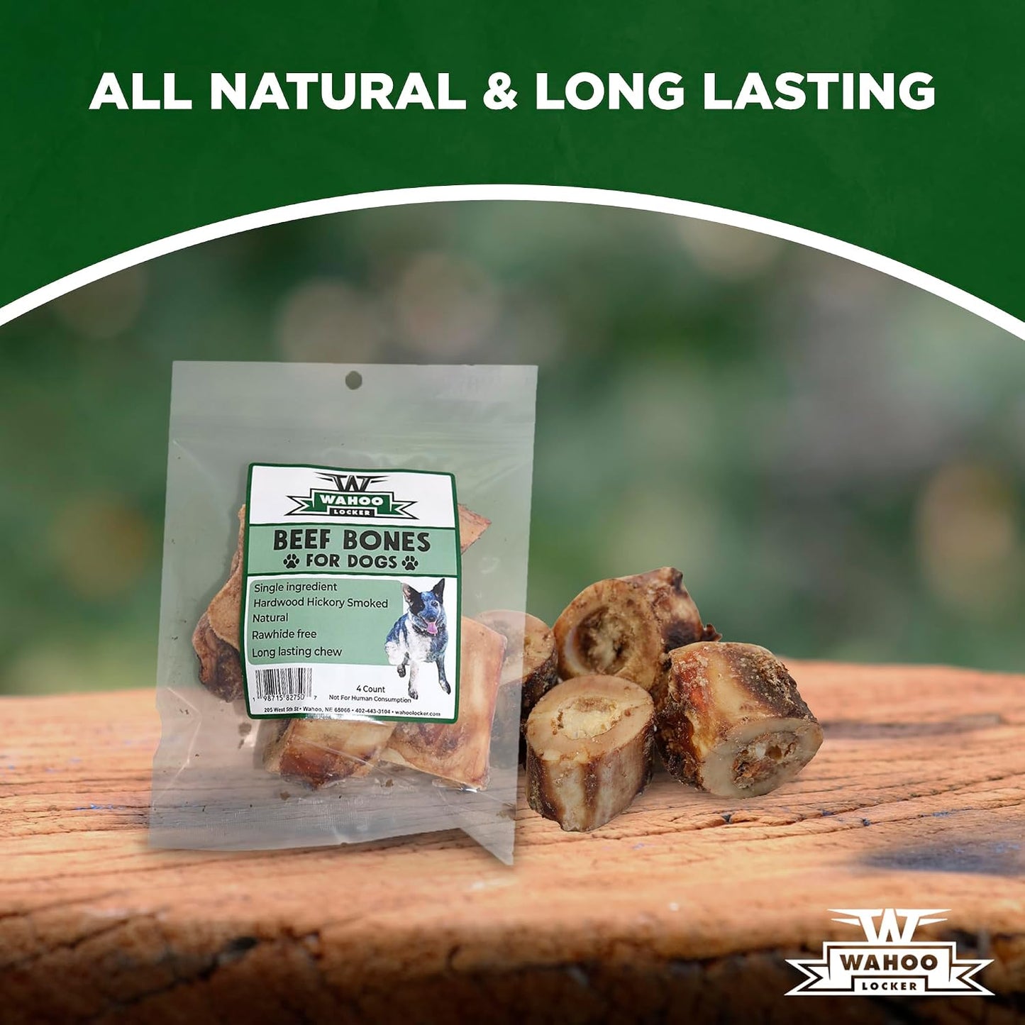 Wahoo Locker Smoked Beef Bones for Dogs, 1.5in, 4 Count - Image 9