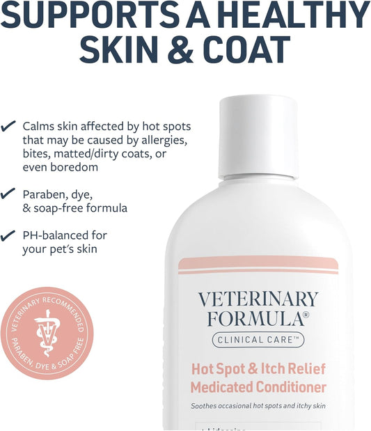 Veterinary Formula medicated pet conditioner for itchy skin relief back label view