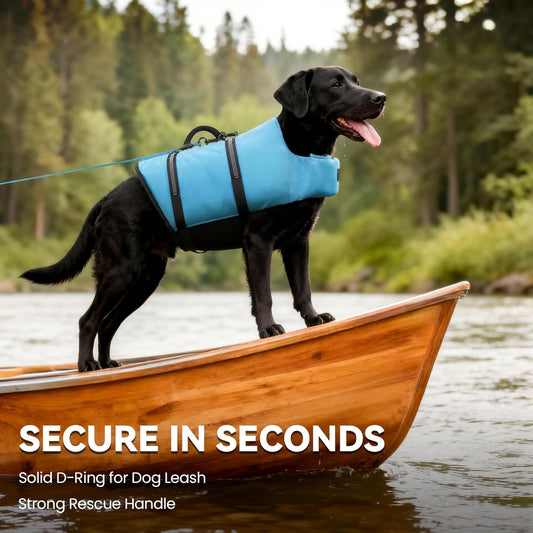 Vivaglory adjustable dog swimming vest with quick release buckles side view