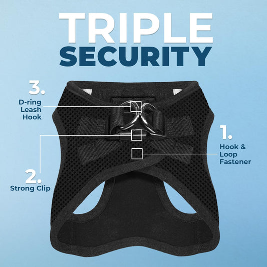 Black all-weather pet harness side view