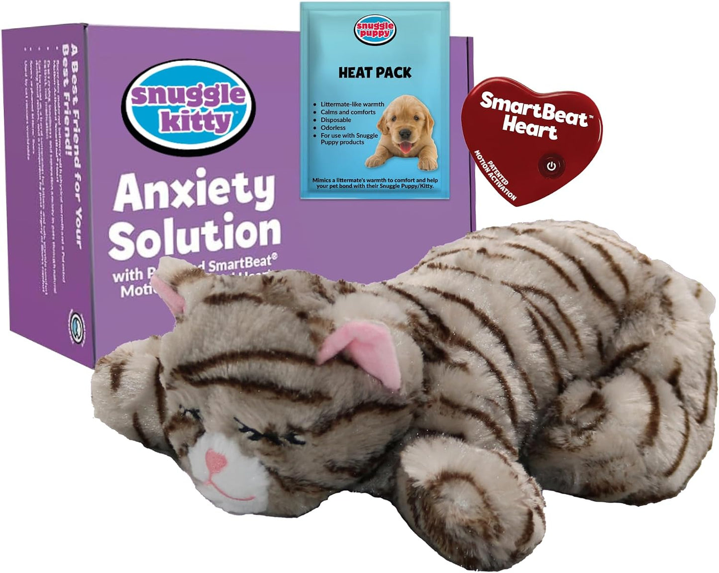 Snuggle Kitty Heartbeat Cat Toy for Kittens and Cats with Real-Feel Pulse and Heat Pack, Calming Sleep Aid for Cat Anxiety, New Kitten Essentials - Grey and White - Image 9