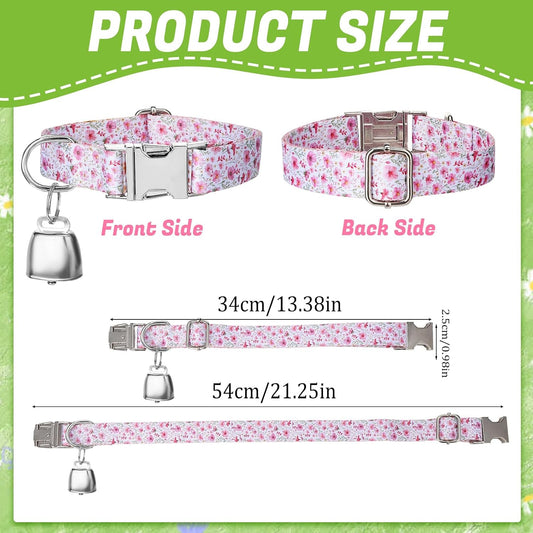 Three pack multicolor flower pattern livestock neck collars for goats and sheep.