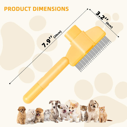 Tuaoeef cat brush showing the self-cleaning button