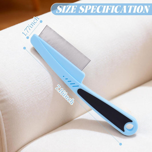 Aumuca pet grooming tool highlighting the ergonomic black non-slip grip and built-in hanging hole.