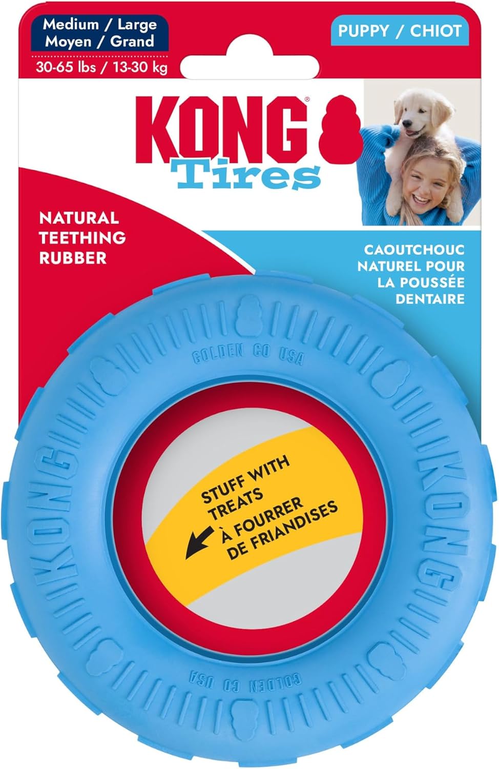 KONG Puppy Tires - Dog Chew Toy for Puppies - Stuffable Dog Toy for Treats & Snacks - Natural Rubber Chew Toy for Teething Puppy - for Small Puppies - Randomly Provided Color - Image 13