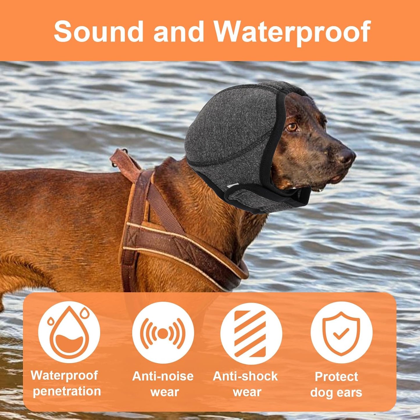 Side view of small dog wearing the Ipercox happy hoodie for stress relief