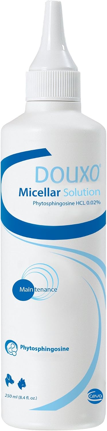 Douxo Micellar Ear Cleansing Solution for pets 8.4 ounce bottle front view
