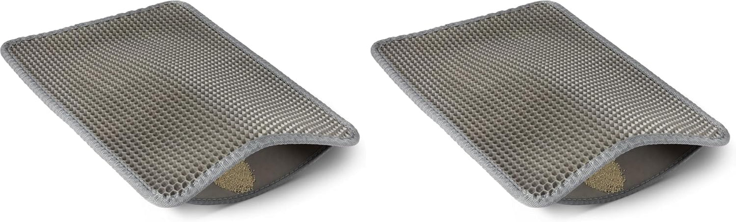 Grey honeycomb design cat litter mat measuring 15 Inches by 24 Inches