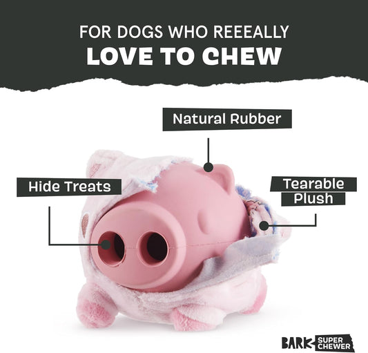 Barkbox Hambone toy showing plush exterior and rubber core