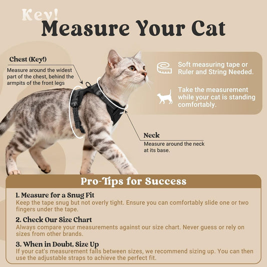 Rabbitgoo escape proof cat harness adjustable neck buckle closeup view showing lockable adjusters