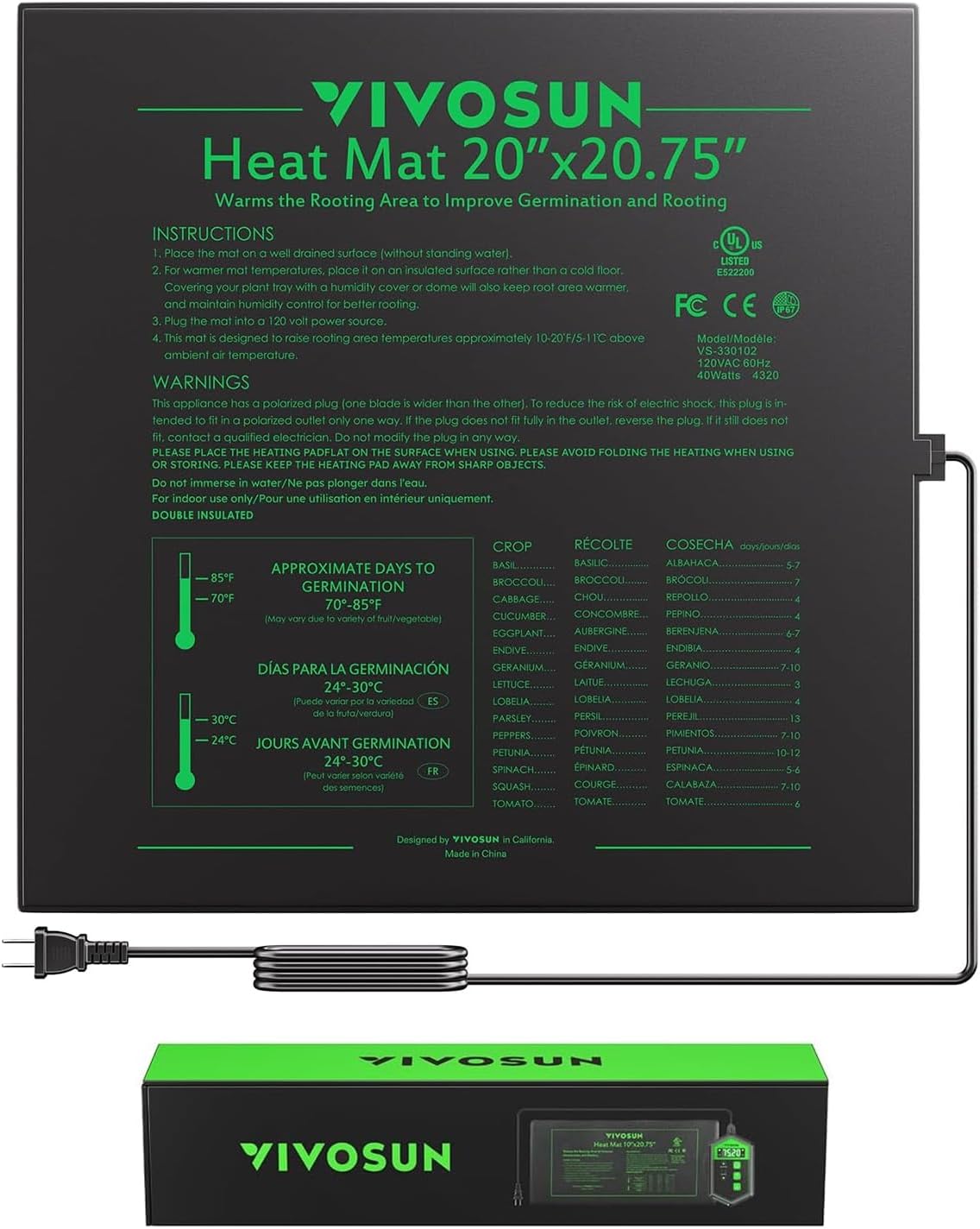 VIVOSUN Durable Waterproof Seedling Heat Mat 48" x 20.75" UL & MET-Certified Warm Hydroponic Heating Pad for Germination, Indoor Gardening, Greenhouse - Image 10