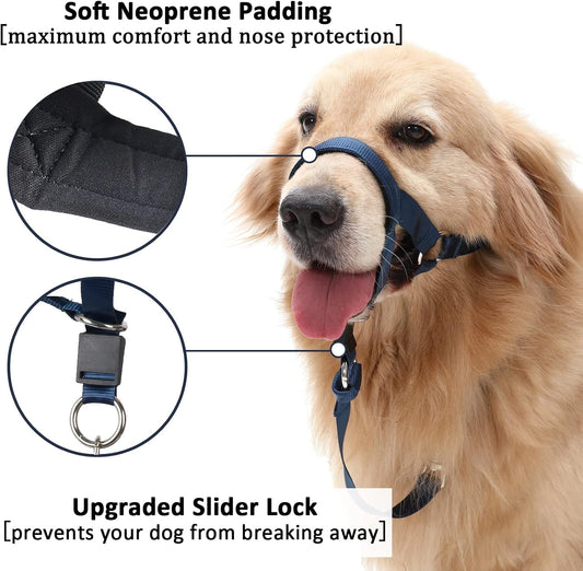 Barkless dog head halter training tool side profile