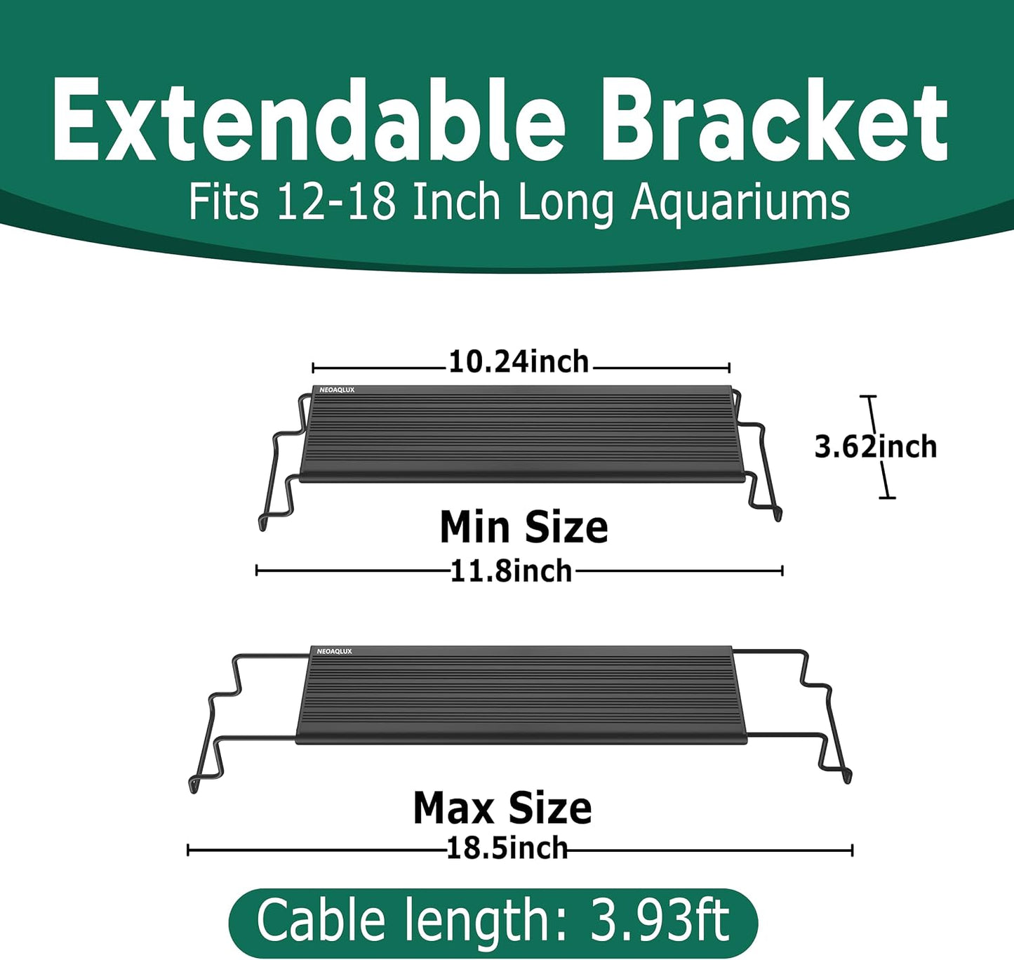 Complete product packaging content for the imported NEOAQLUX full spectrum LED aquarium lighting system.