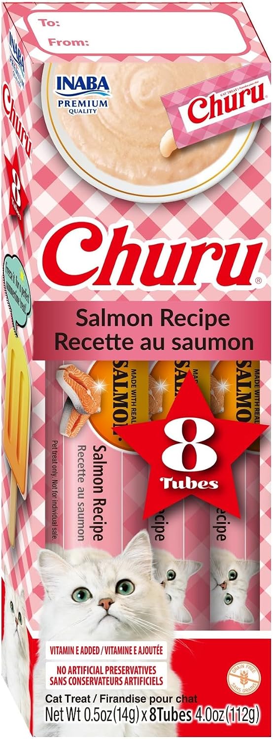 INABA Churu Lickable Pure Natural Cat Treats Gift Box - Salmon Recipe, 32 Tubes (4 Gift Boxes of 8 Tubes Each) - Image 15